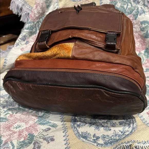 Multicolored Leather Patchwork Backpack - Picture 4 of 8